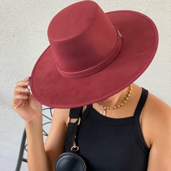 Melissa Cordobés Suede wide Brim Hat Burgundy main image 11